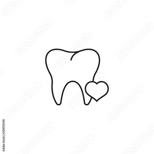 dental love - minimal line web icon. simple vector illustration. concept for infographic, website or app.