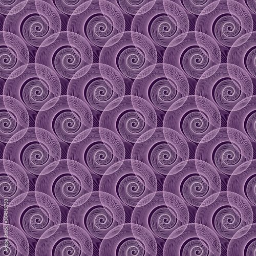 Seamless Purple Geometric Airy Spiral Snail Background