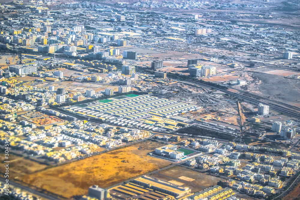aerial view of an Asian city in the early morning and it's quite populated