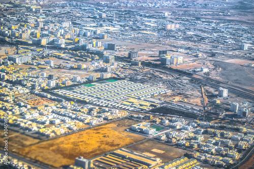 aerial view of an Asian city in the early morning and it's quite populated
