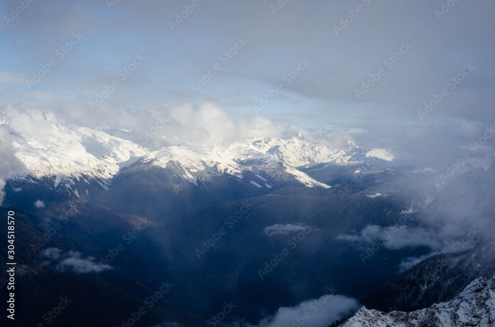 clouds in mountains