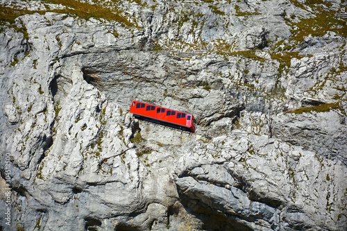 rack railway train in mountain