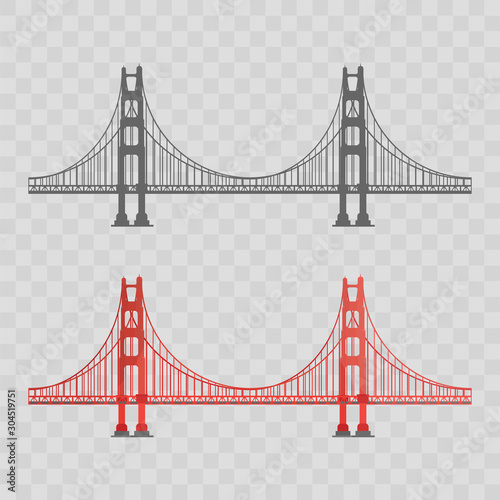Vector illustration. Golden Gate Bridge on a white background. Flat style.