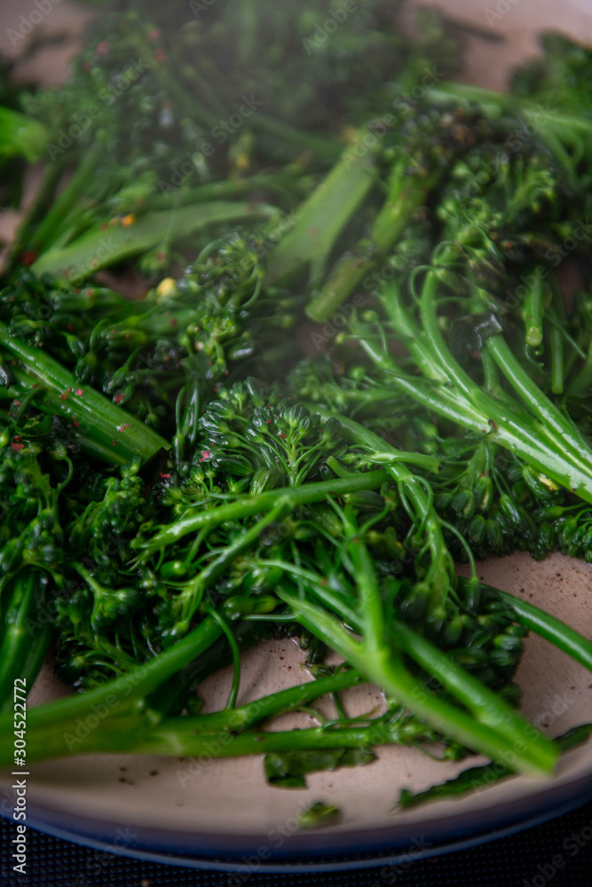Close up of Steamed Young Broccoli Close up of Steamed Young Broccoli
