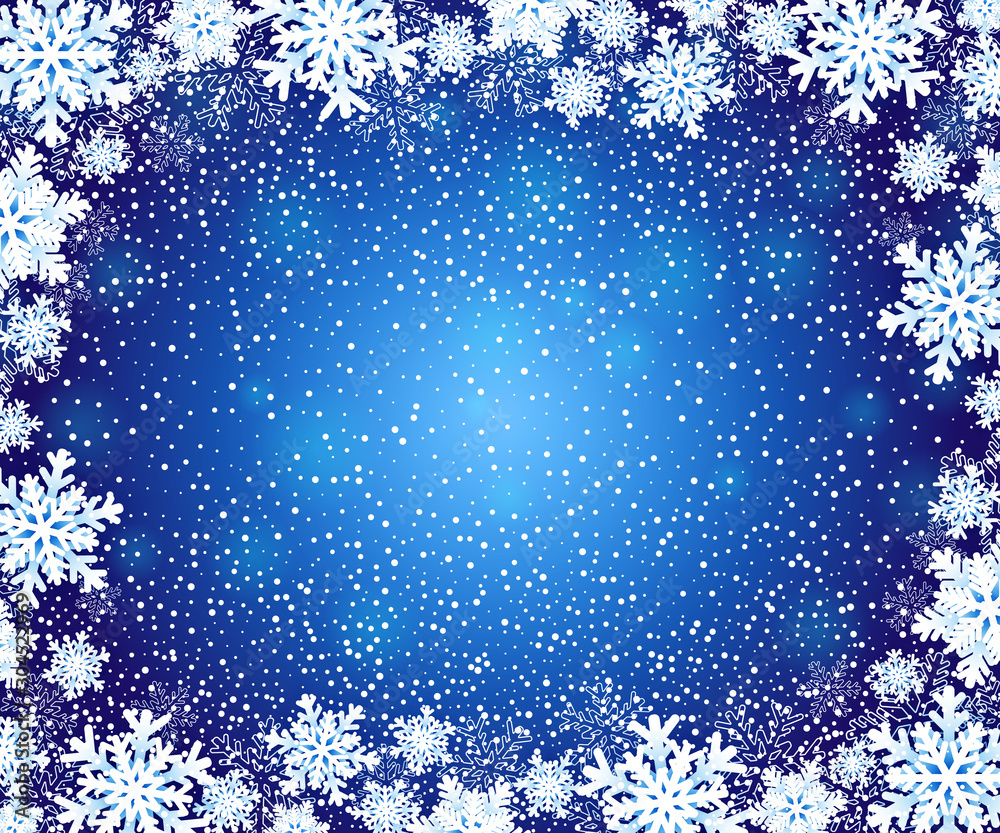 Christmas background with snowflakes frame. Vector illustration Stock ...