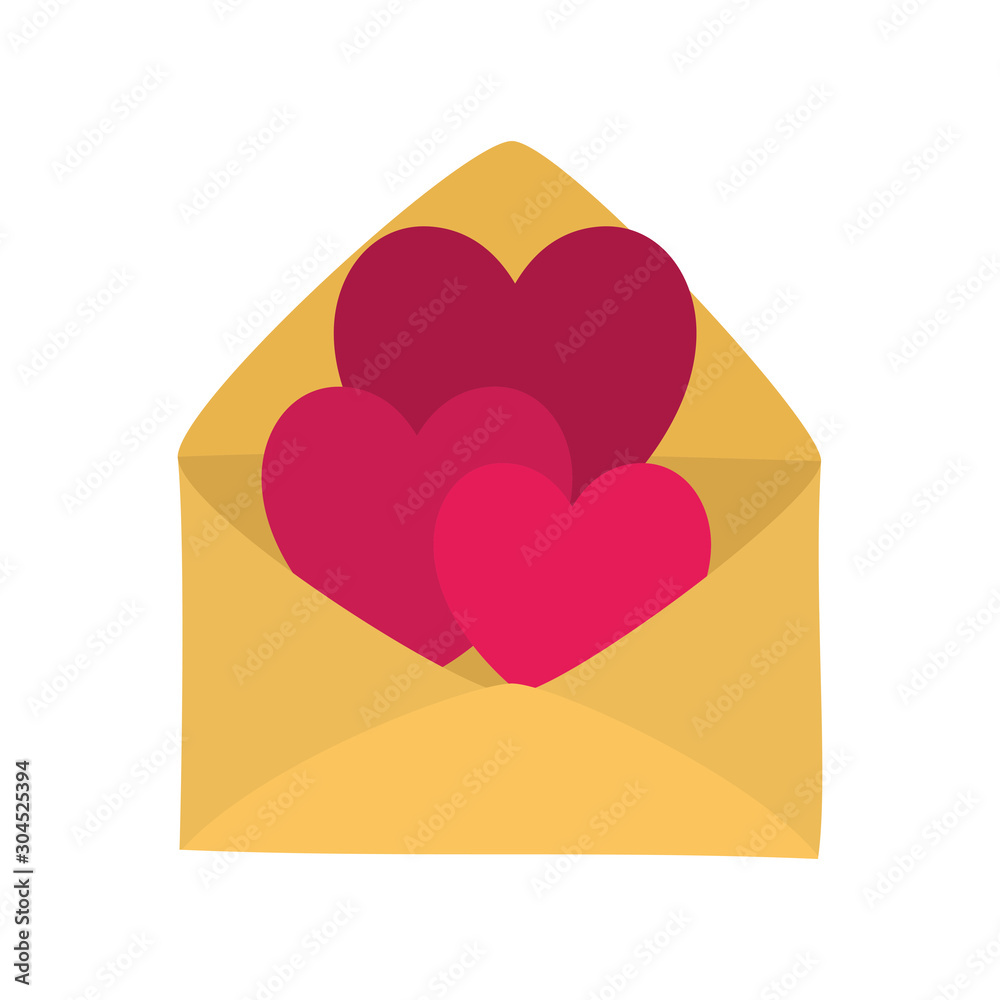 Isolated heart and envelope vector design