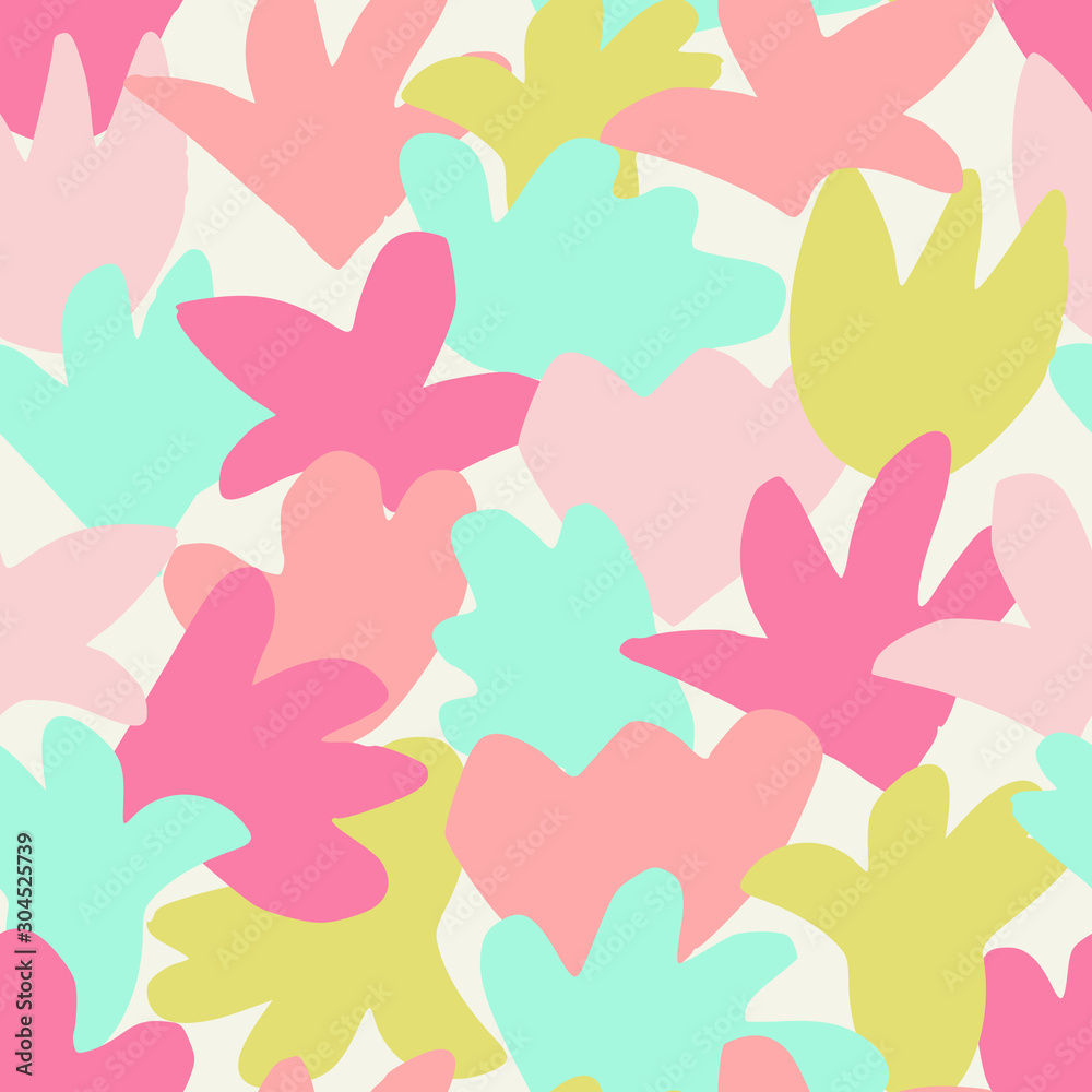 Floral seamless pattern in pink and green on vanilla background. Floral seamless pattern in pink and green on vanilla background.