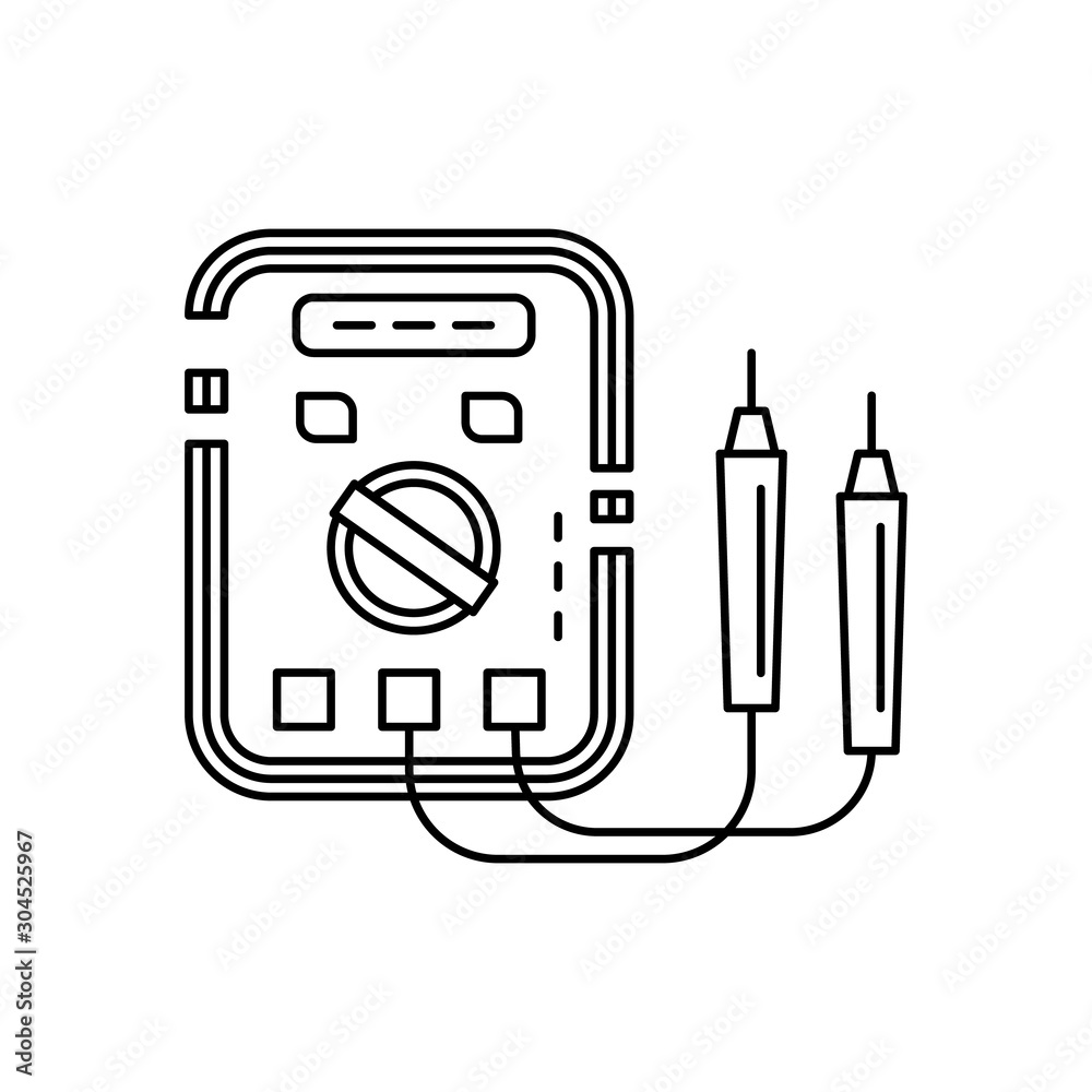 voltmeter, electronics, energy line icon on white background