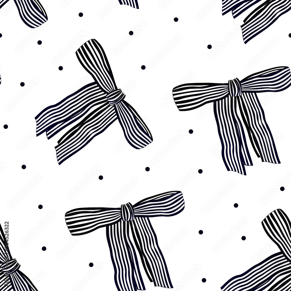 Seamless pattern with cute striped bow Seamless pattern with cute striped bow