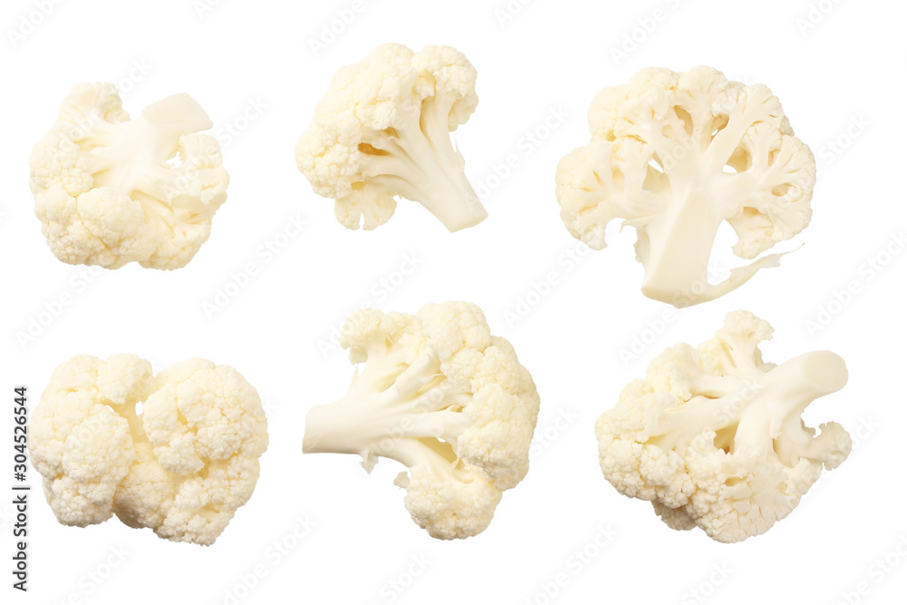 Cauliflower isolated on a white background. top view Cauliflower isolated on a white background. top view