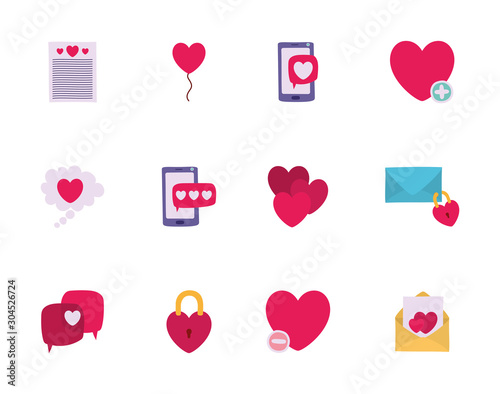 Isolated love icon set vector design