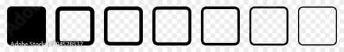 Square Icon Black | Round Squares | Foursquare Symbol | Frame Logo | Button Sign | Isolated Transparent | Variations