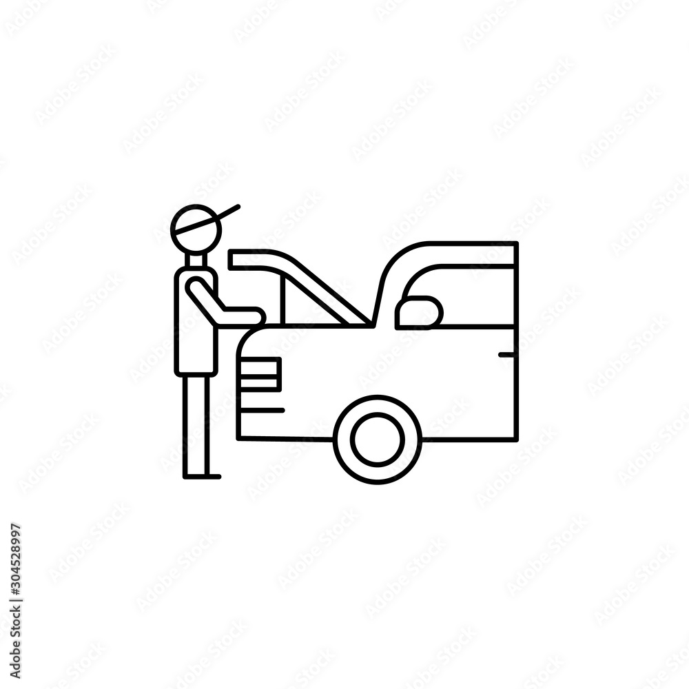 mechanic, garage, man line icon on white background mechanic, garage, man line icon on white background