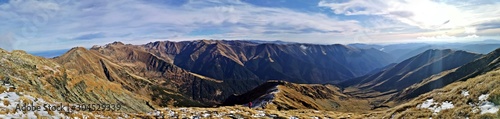 High mountains peaks - Landscape in the mountains: Fagaras - Lespezi, Negoiu, Caltun, Cornul Caltunului - panormic view 