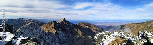 High mountains peaks - Landscape in the mountains: Fagaras - Lespezi, Negoiu, Caltun, Cornul Caltunului - panormic view 