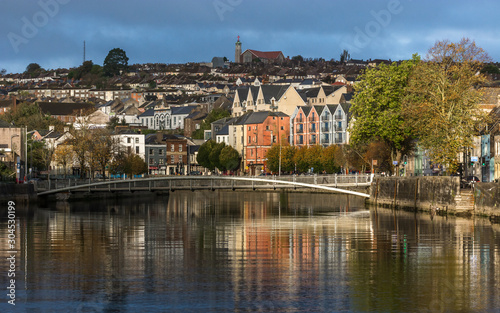 Fototapeta Naklejka Na Ścianę i Meble -  Cork Ireland river Lee panorama scenic amazing view city center Irish landmark