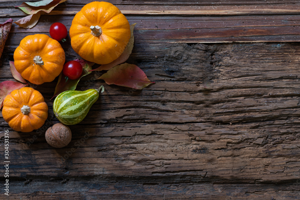 Pumpkins on old rusrik wooden. Thanksgiving day Pumpkins on old rusrik wooden. Thanksgiving day