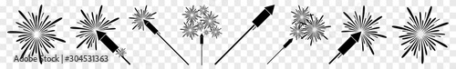 Wallpaper Mural Fireworks Icon Black | Firecracker | New Year Symbol | Pyrotechnics Logo | Firework Rocket Sign | Isolated Transparent | Variations Torontodigital.ca