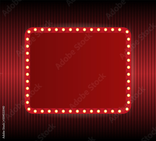 Festival or show poster, invitation concert banner Vector stock illustration. A theater stage with a red curtain.