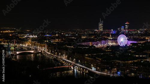 night view of the bridge in Lyon - France