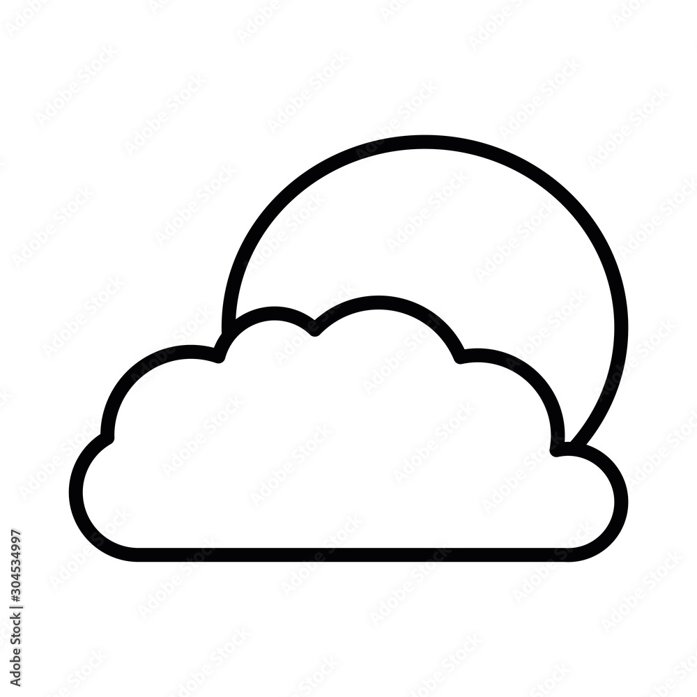 Isolated sun and cloud line vector design Isolated sun and cloud line vector design