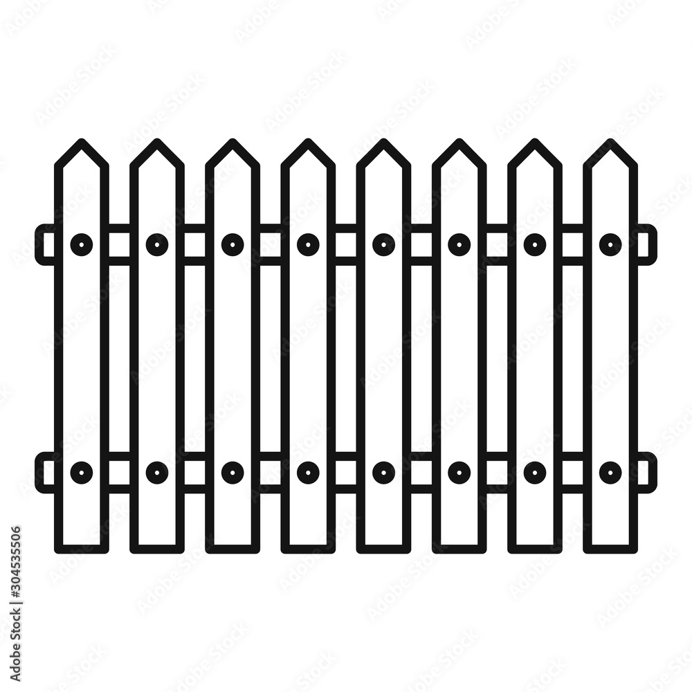 Yard fence icon. Outline yard fence vector icon for web design isolated on white background