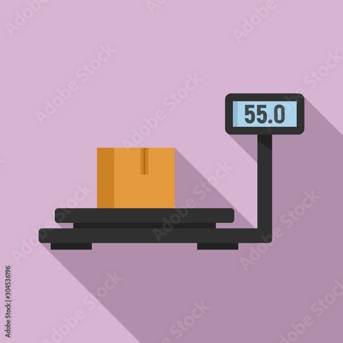 Parcel warehouse scales icon. Flat illustration of parcel warehouse scales vector icon for web design