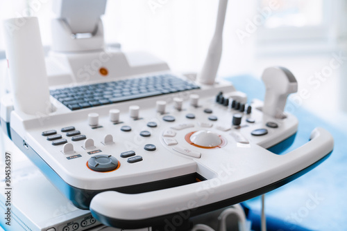 Close up ultrasound machine, medical equipment concept