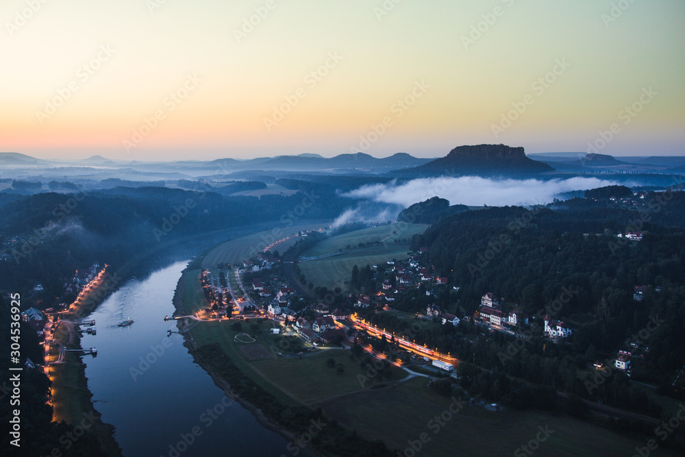 The Elbe in Saxony Germany in the morning