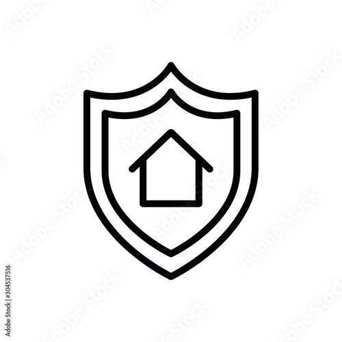Isolated house inside shield icon line vector design