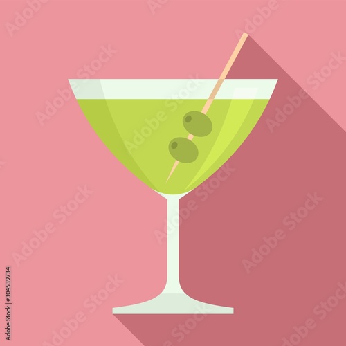Olive cocktail icon. Flat illustration of olive cocktail vector icon for web design
