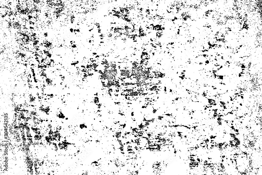 Dirty grunge background. Black and white gloomy texture. Worn old surface. Pattern of cracks, chips, scuffs, scratches. Pattern for backdrops and design creation