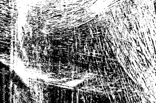 Dirty grunge background. Black and white gloomy texture. Worn old surface. Pattern of cracks, chips, scuffs, scratches. Pattern for backdrops and design creation