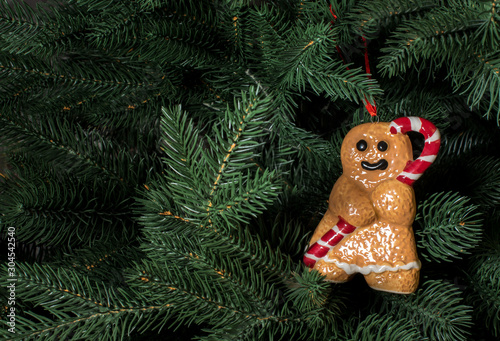 christmas toy gingerbread man on the christmas tree