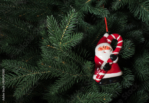 christmas toy santa klaus on the christmas tree