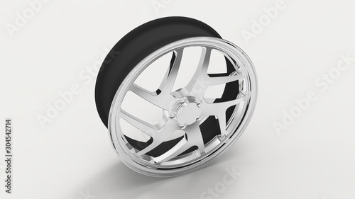 3d rendering of an exclusive car rim isolated in studio background