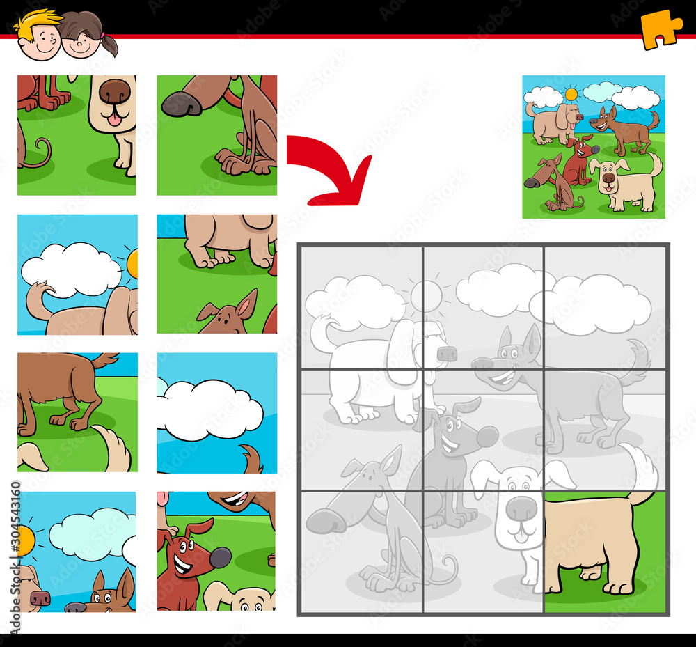 jigsaw puzzles with cartoon dog characters group