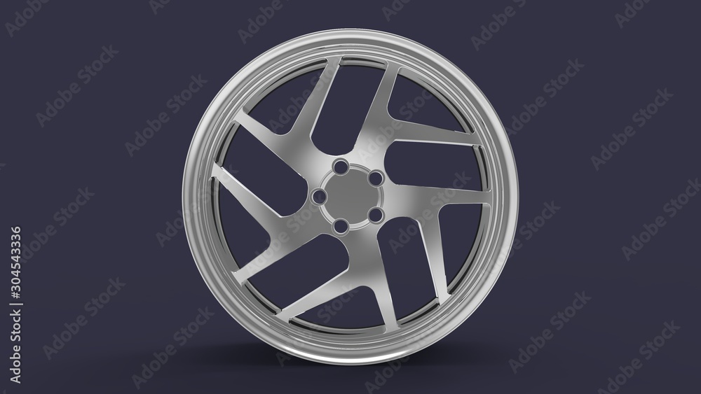 3d rendering of an exclusive car rim isolated in studio background