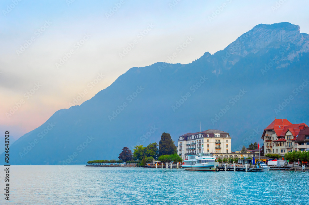 Sunrise mountain lake resort Austria