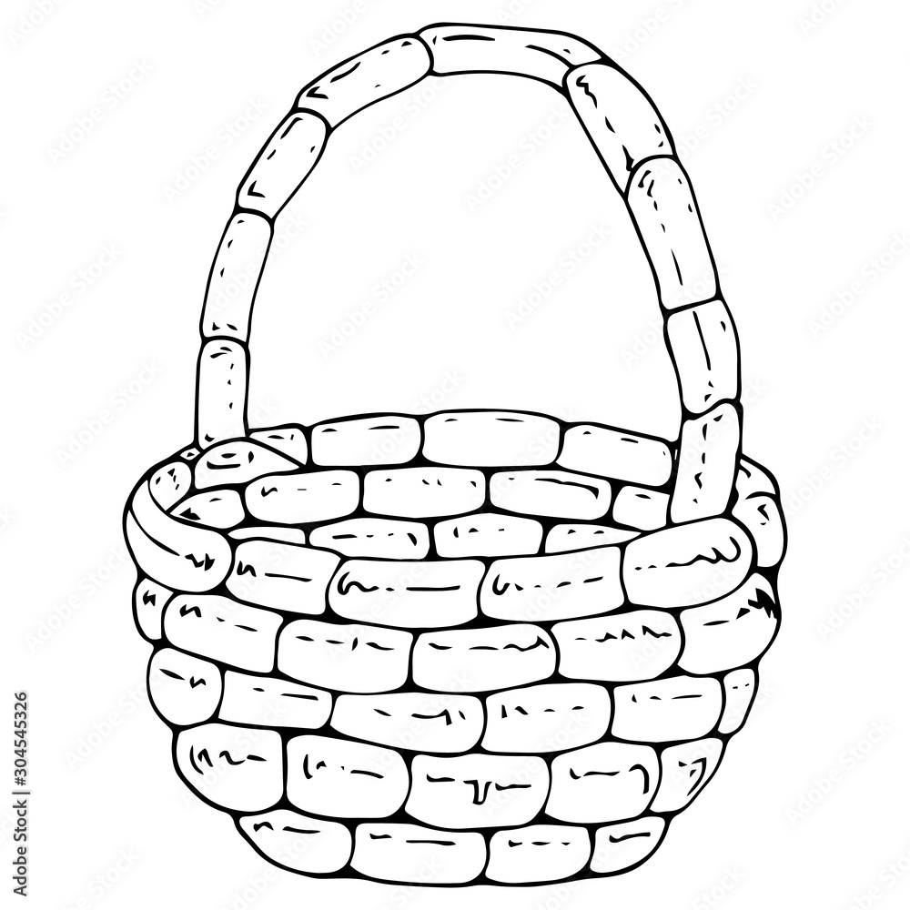 Basket icon. Vector illustration of an empty wicker basket. Hand drawn empty basket. Basket icon. Vector illustration of an empty wicker basket. Hand drawn empty basket.
