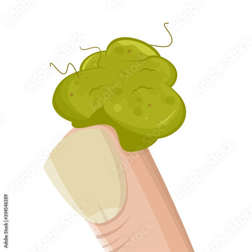 funny cartoon illustration of a booger on a finger photo