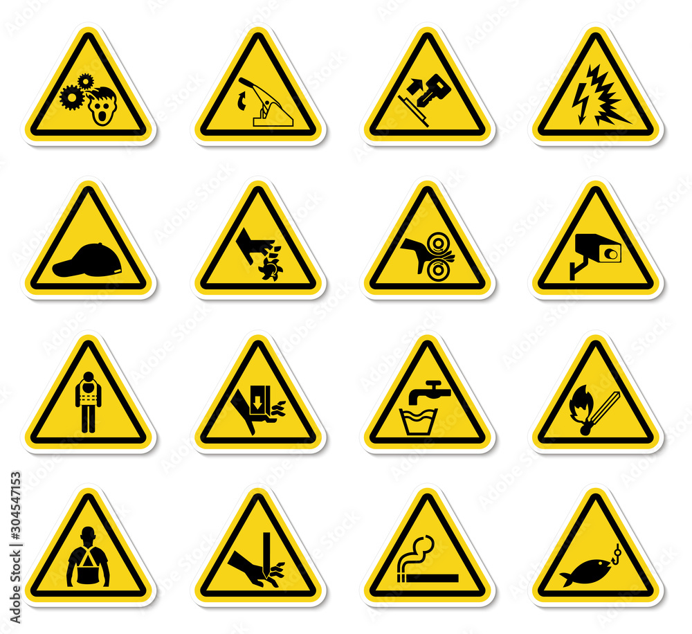 Warning Hazard Symbols labels Sign Isolate on White Background,Vector Illustration Warning Hazard Symbols labels Sign Isolate on White Background,Vector Illustration