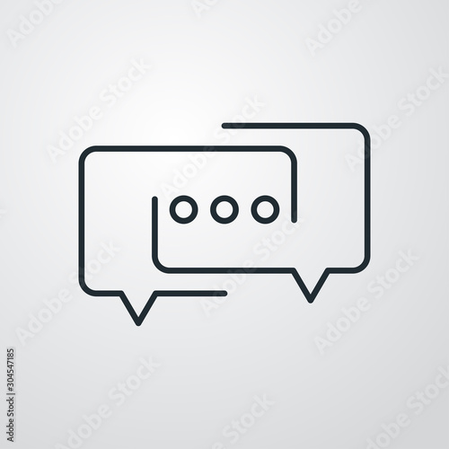 Icono plano lineal símbolo conversación en fondo gris