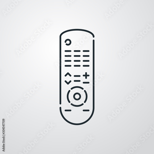 Icono plano lineal control remoto en fondo gris