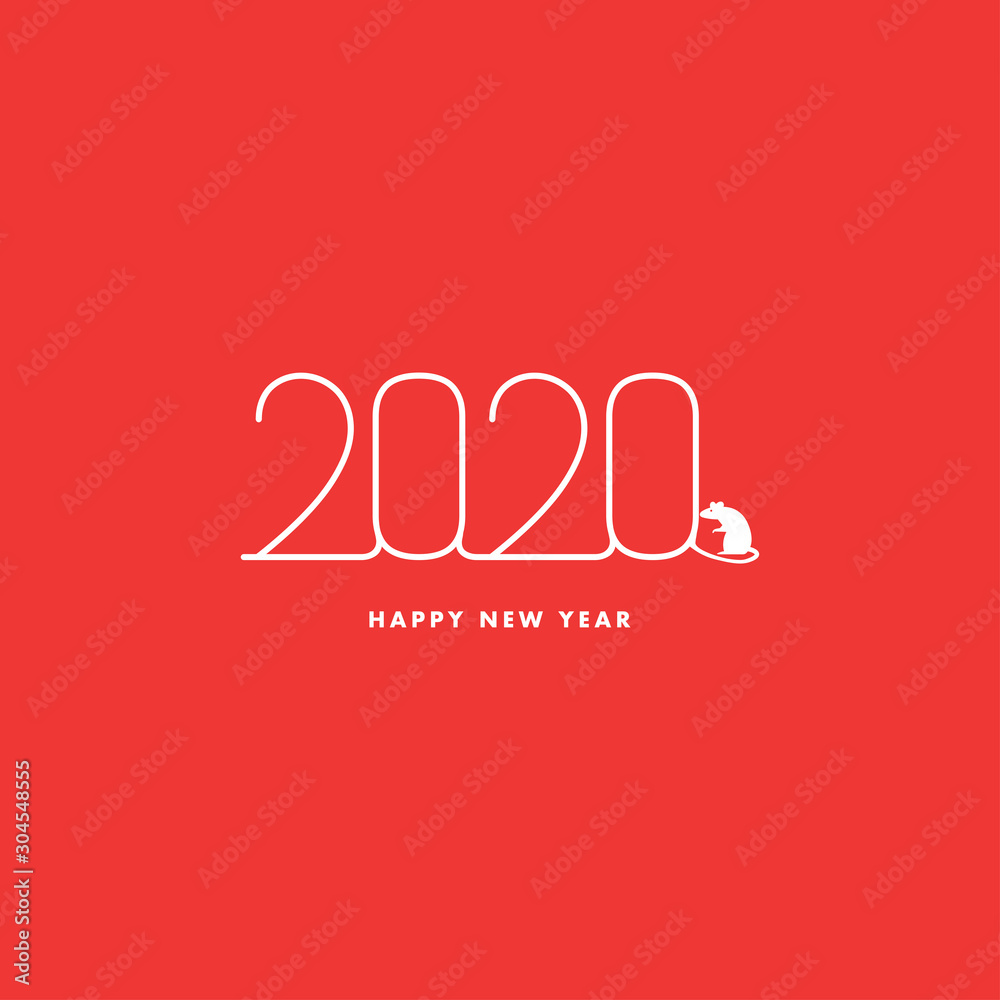 The year 2020, the Year of the Rats, symbol with rat icons. Vector illustration isolated on a white background.