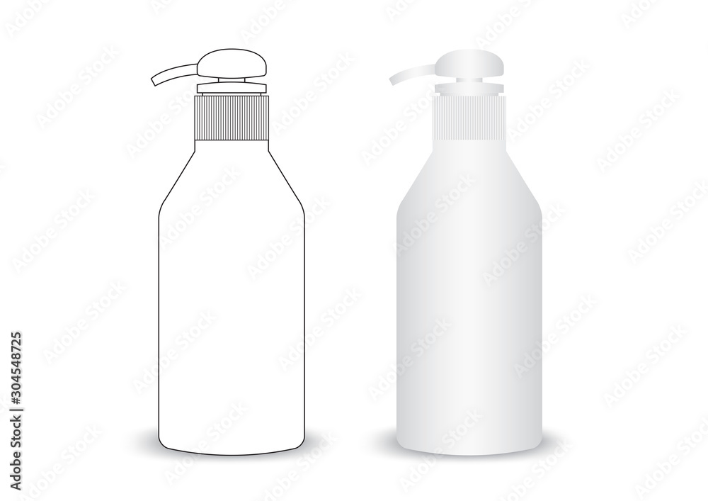 Realistic bottle of liquid soap, gel, soap, lotion, cream, shampoo, bath foam on a white background. vector illustration Realistic bottle of liquid soap, gel, soap, lotion, cream, shampoo, bath foam on a white background. vector illustration