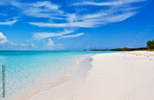 White sand Exuma beach and sea in Bahamas