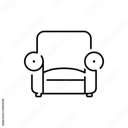 Icono plano lineal sillón clásico en color negro