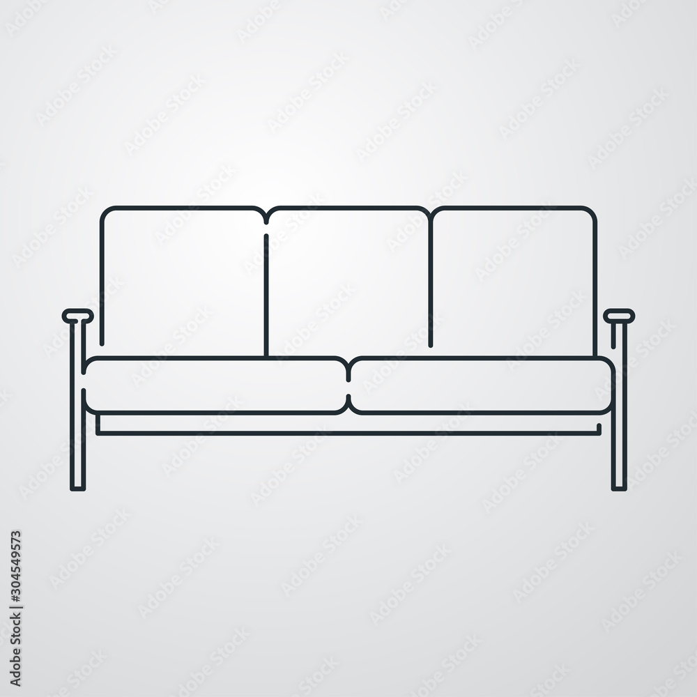 Icono plano lineal sofá en fondo gris Icono plano lineal sofá en fondo gris