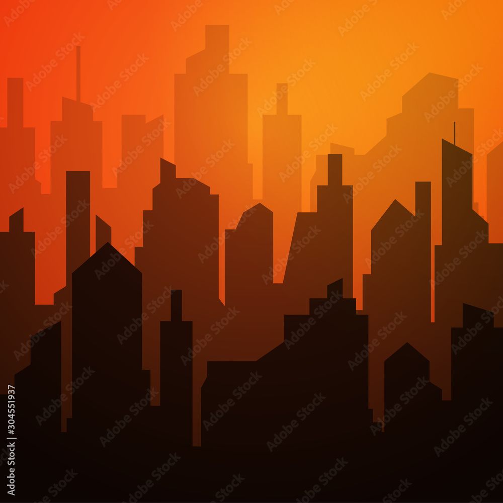 Daytime cityscape. night city skyline landscape, town buildings urban cityscape town sky. Architecture silhouette vector background